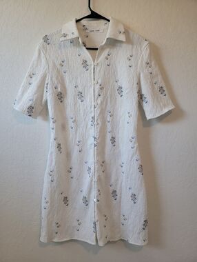 Samsoe Samsoe Mariah Textured Floral Button Up Mini Dress Small